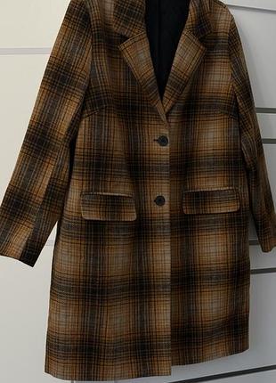Пальто hema в ідеальному стані, демисезонне, картате (в клітинку), з підкладкою