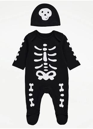 Сліп чоловічок скелет george хелловін 6-9 місяців