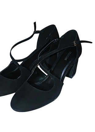 Туфли женские замшевые черные на стойком каблуке. 41 р