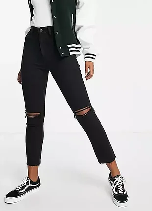 Джинсы с высокой посадкой графит asos р.м