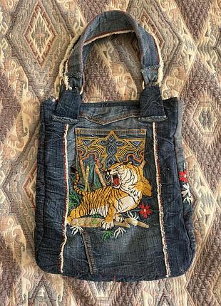 Джинсовая сумка, ручная работа