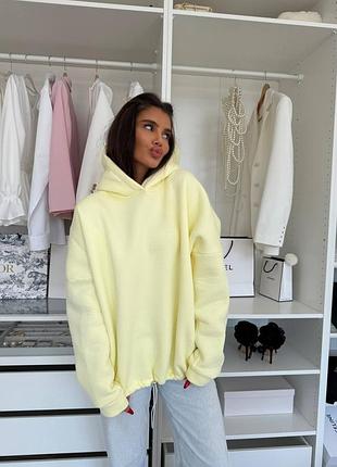 Базовий теплий худі із капюшоном унісекс жіночий чоловічий оверсайз жовтий вершкове масло
