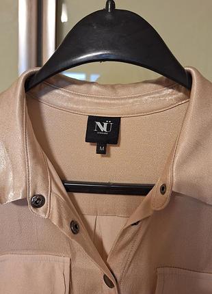 ‼️ 1 + 1 = 3 ‼️ блуза жіноча якісна бежева класична nu denmark розмір м, s