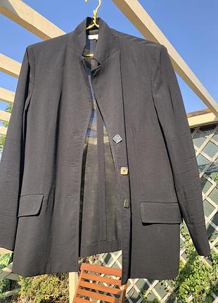 Жакет чорний тонка 💯 вовна без підкладки 46-50