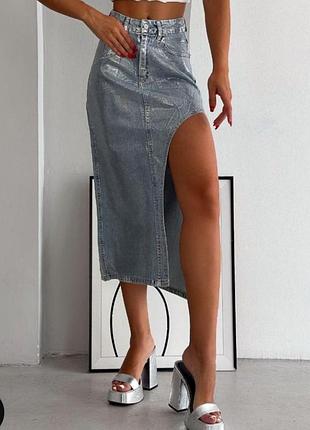 Джинсовая юбка миди