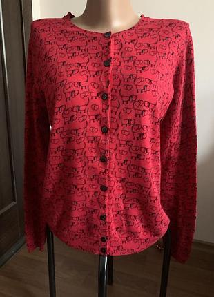 Червоний кардиган з бавовни в кашеміру