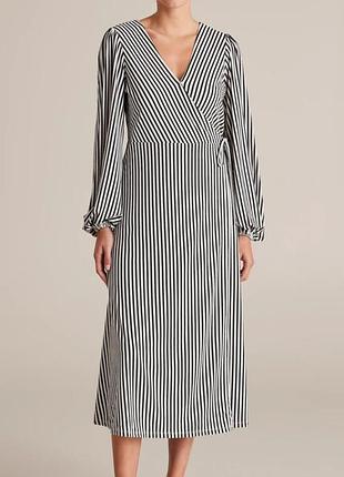Сукня міді на запах h&m в смужку з широкими рукавами