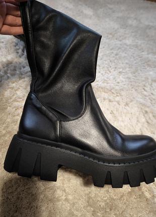 Ботфорти 39 р шкіра стрейч