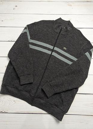 Чоловіча вінтажна вовняна толстовка lacoste оригінал шерстяная кофта на блискавці змійці лакост шерсть vintage