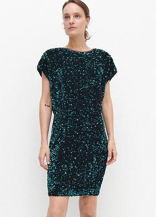 Зелено-чорна паєточна сукня