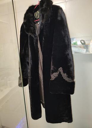 Шуба из мутона, воротник из норки, размер m/l/xl