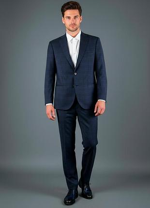 Baumler мужской люксовый темно-синий костюм в клетку