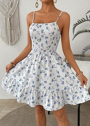 Сарафан сукня біла синя блакитна квітковий принт