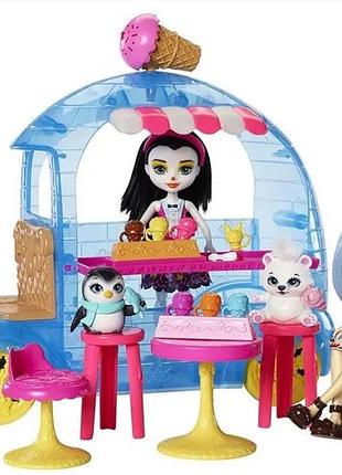 Ігровий набір enchantimals фургончик морозива і 2 ляльки та 2 тваринки