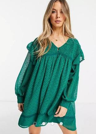 Зеленое короткое платье свободного кроя, оверсайз от asos