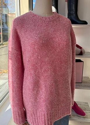 Светр жіночий в'язаний однотонний рожевий