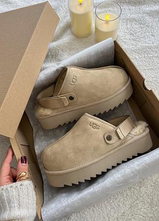 Уггі ugg lanah clog brown beige platform