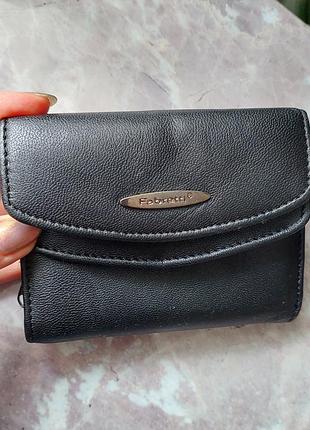 Кожаный чёрный многофункциональный кошелек fabrettiⓡ(12.5 см на 11 см)
