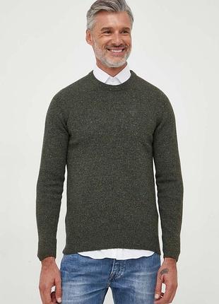 Вовняний светр пуловер barbour з круглим вирізом, 100% вовна