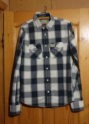 Яркая х/б клетчатая рубашка в стиле кантри superdry англия xl