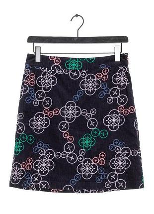 1+1=3 стильная темно-синяя короткая юбка с вышивкой white stuff вышиванка, размер 50 - 52