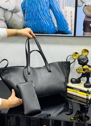 Сумка чорна жіноча 2в1 polene велика шопер