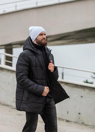 Тепла чоловіча подовжена зимова куртка