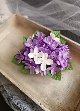 Красивая брошь ручной работы сирень