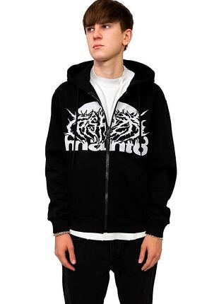 Чорне зіп худі manto з капюшоном