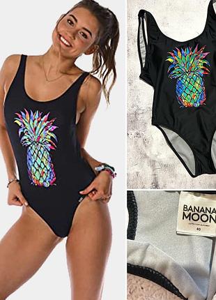 Суцільний купальник чорний з ананасом banana moon colada m