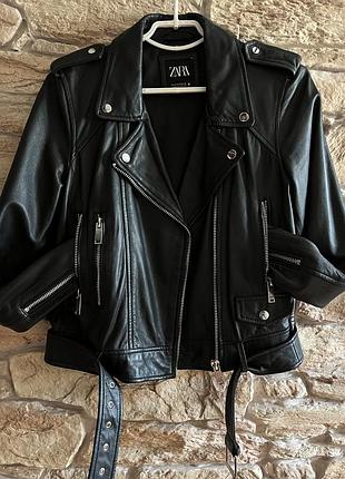 Косуха zara натуральная кожа ремень