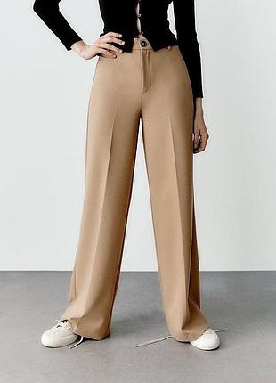Шикарные плотные широкие бежевые брюки zara ✨✨✨✨✨✨✨✨✨✨
