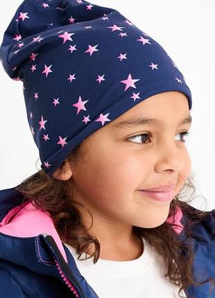 Шапка хлопковая на девочку утеплена флисом