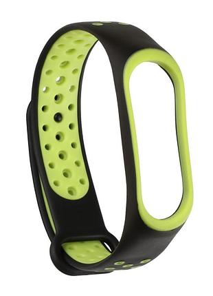 Силиконовый ремешок для фитнес-браслета xiaomi mi band 3/4 салатовый с черным