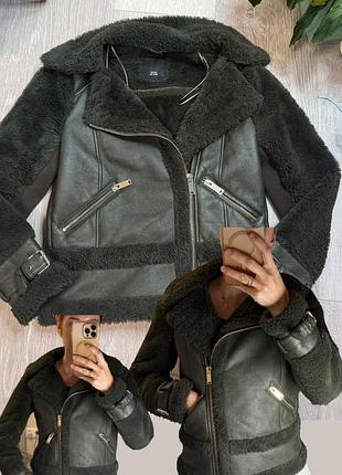 Куртка дублянка хакі дублянка полушубок