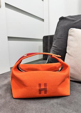 Сумка косметичка hermes оранжева