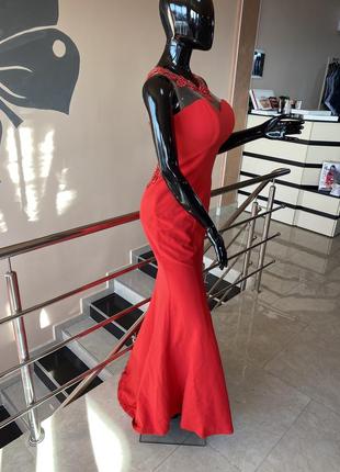 Шикарное красное вечернее платье турецкого бренда omurozer .4 фото