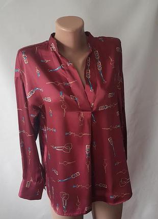 Брендовая стильная атласная блузка  xs - s