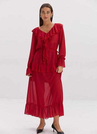 Платье шифоновое с рюшами arjen