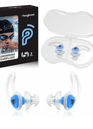 Беруши hearprotek swimmer, 2 пары. улучшенные силиконовые, индивидуально подобранные, водонепроницаемые, для плавания, бассейна, душа, купания