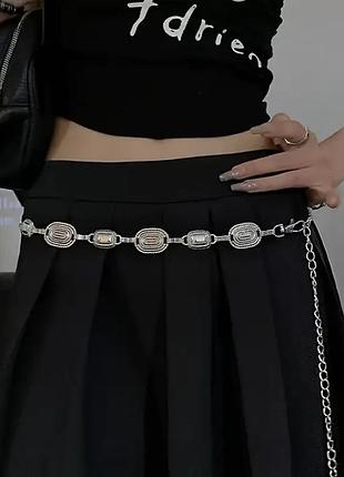Тренд серебристый женский ремень пояс цепочка на талию аксессуар на платье бохо стиль