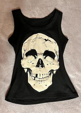 Винтажная майка с черепом hysteric glamour ed hardy тайп y2k archive vintage erd hellstar trapstar carrhart casual drip няшка каваи гяру