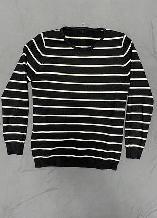 Кофта светр жіноча s-m чорна у білу смужку
