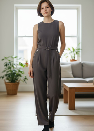 Комбинезон брючный atmosphere с поясом цвета хаки