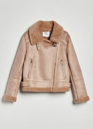 Дублянка дубльонка байкерська авіатор куртка оверсайз штучне хутро великий розмір на пишні форми базова нова house