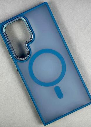Захисний чохол (накладка) matte corrugated camera magnetic для samsung s24 ultra (blue)