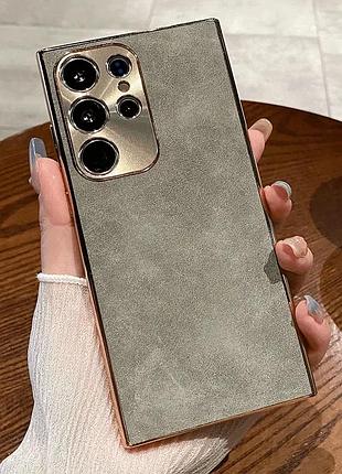 Защитный чехол (накладка) матовый замшевый для телефона samsung s24 ultra (grey)