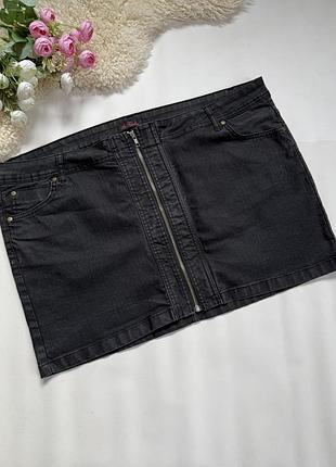 Еластична джинсова спідниця батал