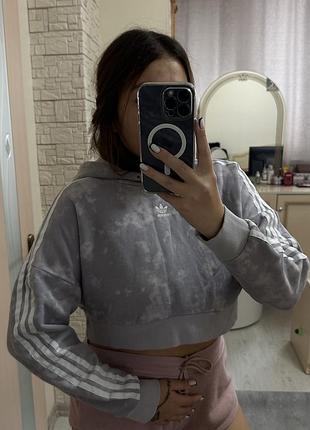 Оригинальный укороченный женский худи adidas
