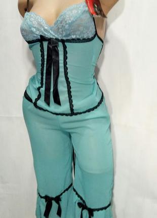 Anais эротическая женская пижама прозрачная голубая с черным польша размер s2 фото